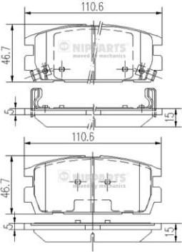 NIPPARTS Колодки торм. HYUNDAI TERRACAN 2.5TD 2.9CRDI 3.5 01- зад. (58302H1A00, J3610511)
