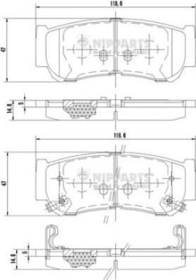 NIPPARTS Колодки тормозные зад. HYUNDAI Santa Fe 2,2-2,7L 06-> 583022BA00/583024AA00 (58302-2BA20, J3610517)