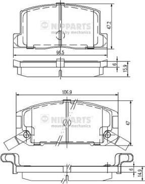 NIPParts J3612004 комплект тормозных колодок, дисковый тормоз на TOYOTA MR 2 I (AW1_)