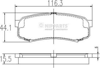 NIPPARTS Колодки тормозные задние TOYOTA LANDCRUISER 90 100 04 96- 116,2X44X15,2mm (04466-60060, J3612010)