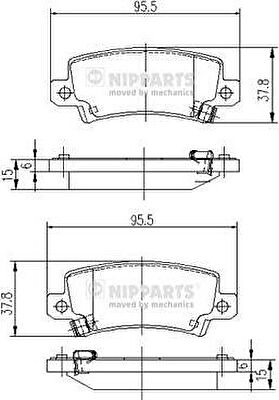 NIPPARTS Колодки тормозные TOYOTA COROLLA (E12) 02>06 с датчиком задние (GDB3289, J3612025)