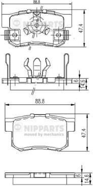 NIPPARTS Колодки тормозные зад. HONDA CR-V II/FR-V 1,7-2,2L 02-> (06430-S7A-J00, J3614017)