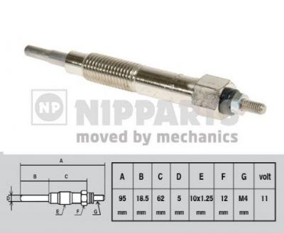 NIPPARTS Свеча накаливания NISSAN Almera(N15)/Primera(P11)/Sunny III 2,0D 90-02 (11065-57J00, J5711016)