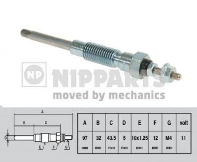 NIPParts J5712014 свеча накаливания на TOYOTA HILUX II пикап (LN8_, RN5_, LN6_, YN6_, YN5_, LN5_, RN6_)