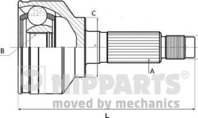 NIPPARTS N2820400 привод передний !в сбореSsangYong Rexton 02-07 (N2820400)