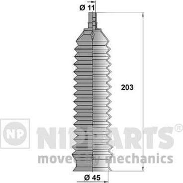 NIPParts N2840903 комплект пылника, рулевое управление на CHEVROLET AVEO Наклонная задняя часть (T250, T255)