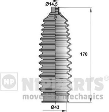 NIPParts N2847016 комплект пылника, рулевое управление на SUBARU LEGACY V (BM, BR)