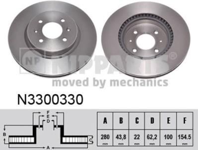 NIPParts N3300330 тормозной диск на KIA RIO III седан (UB)