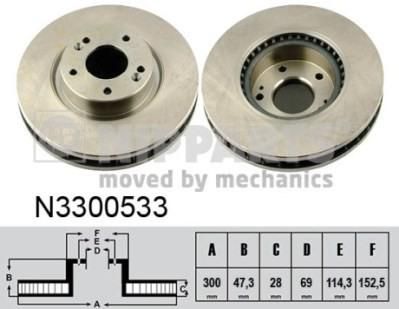 NIPPARTS Диск тормозной HYUNDAI iX35/SONATA (NF)/KIA SPORTAGE SL 2010- передний вент.D=300мм. (51712-3K150, N3300533)