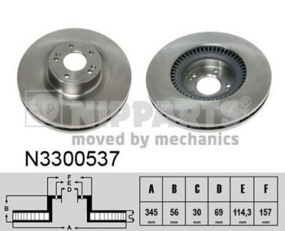 NIPParts N3300537 тормозной диск на HYUNDAI GENESIS купе