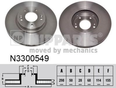 NIPParts N3300549 тормозной диск на HYUNDAI SANTA FE II (CM)