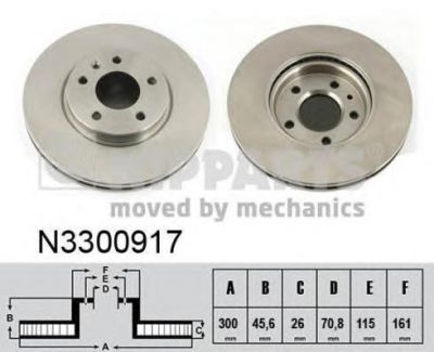 NIPPARTS Диск тормозной CHEVROLET CRUZE 09-//OPEL ASTRA J 10- передний (для R16) (13502052, N3300917)