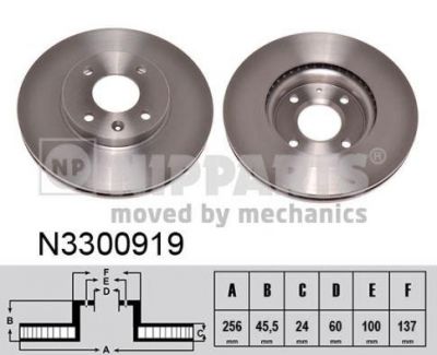 NIPParts N3300919 тормозной диск на CHEVROLET AVEO седан (T300)