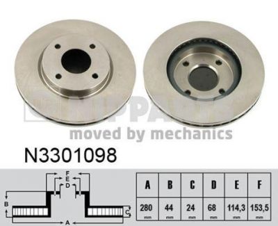 NIPPARTS Диск тормозной перед. NISSAN TIIDA/CUBE 07-> (279x24mm) (40206-EM10A, N3301098)