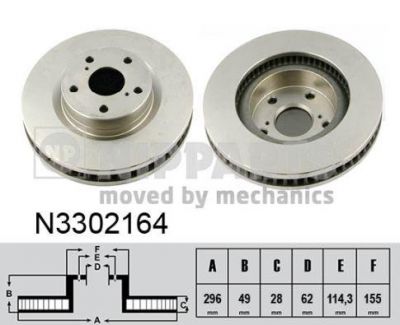 NIPPARTS Диск тормозной TOYOTA CAMRY (V40) 06-11/RAV 4 05- передний вент.D=296мм. (4351242050, N3302164)