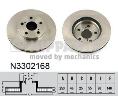 Nipparts Диск тормозной TOYOTA PRIUS 1.8 Hybrid 09- передний (N3302168)
