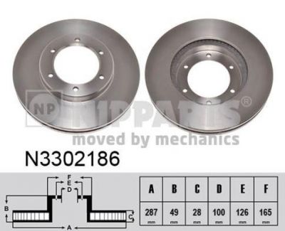 NIPParts N3302186 тормозной диск на TOYOTA DYNA c бортовой платформой/ходовая часть (KD_, LY_, TRY2_, K