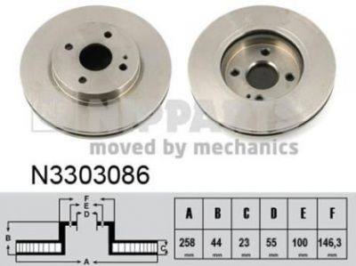 NIPPARTS Диск тормозной передний Mazda 2 07-> (258x23mm) (DF71-33-251, N3303086)
