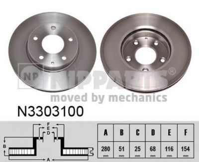 NIPParts N3303100 тормозной диск на MAZDA 3 седан (BM)