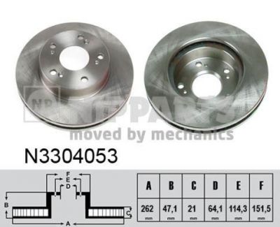 NIPParts N3304053 тормозной диск на HONDA CR-Z (ZF1)