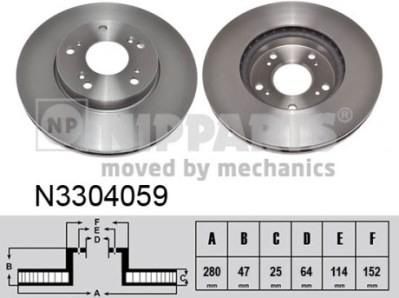 NIPParts N3304059 тормозной диск на HONDA CIVIC IX (FK)