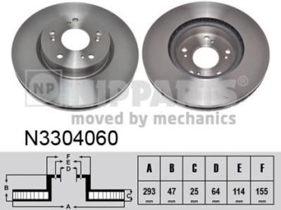 NIPParts N3304060 тормозной диск на HONDA CIVIC IX (FK)