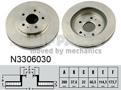 NIPParts N3306030 тормозной диск на DAIHATSU TERIOS (J2_)