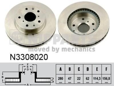 NIPPARTS Диск тормозной перед. SUZUKI SX4 06-> (280x22mm) (55311-79J01, N3308020)