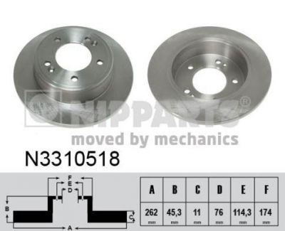 NIPPARTS Диск тормозной HYUNDAI VELOSTER задн. 11- (58411-3X300, N3310518)