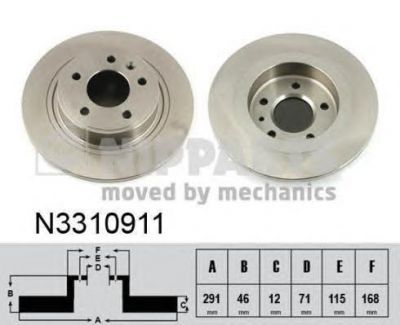 NIPPARTS Диск тормозной CHEVROLET CRUZE R16 задний (13502139, N3310911)