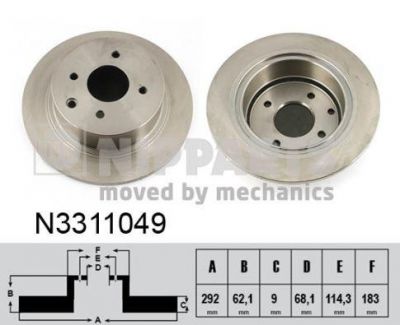 NIPPARTS Диск тормозной задний NISSAN TIIDA 07- (43206-EM10A, N3311049)