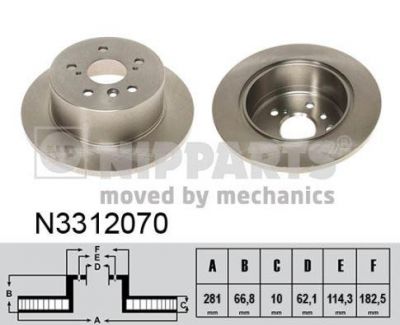 NIPPARTS Диск тормозной TOYOTA CAMRY 2.4 06- задний (42431-33130, N3312070)