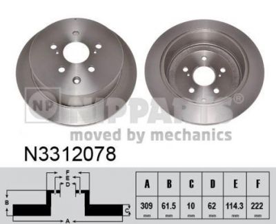 NIPPARTS Диск тормозной LEXUS RX 350 08- задний (N3312078)