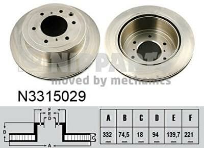 NIPPARTS Диск тормозной задний(332x18mm) MITSUBISHI Pajero IV(V80) (4615A037, N3315029)