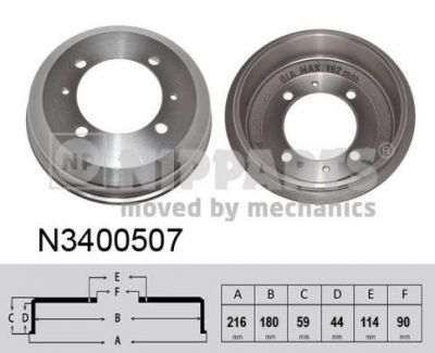 NIPParts N3400507 тормозной барабан на HYUNDAI ACCENT I (X-3)