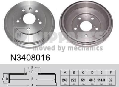 NIPParts N3408016 тормозной барабан на SUZUKI SX4 (EY, GY)