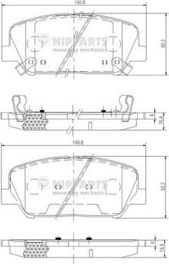 NIPParts N3600547 комплект тормозных колодок, дисковый тормоз на HYUNDAI i30 (GD)