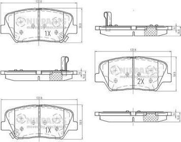 NIPParts N3600554 комплект тормозных колодок, дисковый тормоз на KIA SORENTO II (XM)