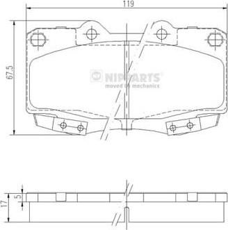 NIPParts N3602145 комплект тормозных колодок, дисковый тормоз на TOYOTA HILUX III пикап (KUN_, TGN_, LAN_, GGN_)