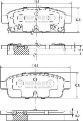 NIPPARTS Колодки тормозные зад. CHEVROLET CRUZE/ORLANDO//OPEL ASTRA J 1,3-2,0L 09-> (13300867, N3610906)