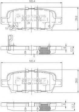 NIPPARTS Колодки тормозные зад. NISSAN Qashqai/X-Trail/Murano//Grand Vitara//Koleos//FX35/FX37/FX45 2,0-4,5L 03-> (440608H385, N3611051)