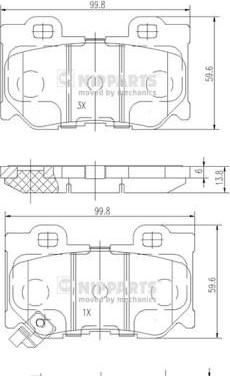 NIPPARTS Колодки тормозные INFINITI FX50/NISSAN 370Z 08- задние (D4060-JL00A, N3611053)