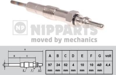 NIPParts N5711035 свеча накаливания на NISSAN QASHQAI (J11, J11_)