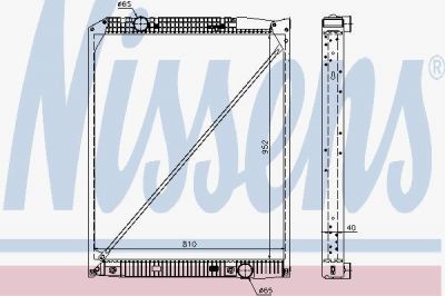 NISSENS Радиатор охлаждения двигателя MB Actros OM 541/542 c1996-2002гг 952x808x42 (62649A)