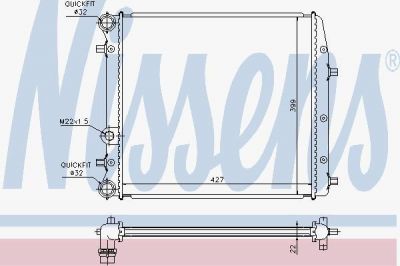 NISSENS Радиатор основной SKODA Fabia/VW Polo 1.2/1.4+TDI 01-> /AC- (6Q0121253AE, 652691)