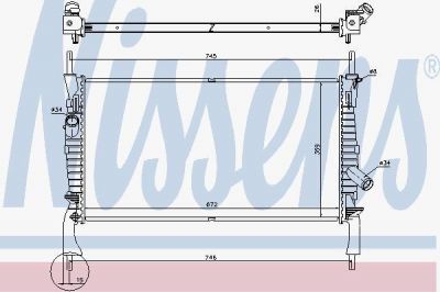 NISSENS Радиатор FORD TRANSIT 2.3/2.2TD/2.4TD 06- (1383315, 69225)