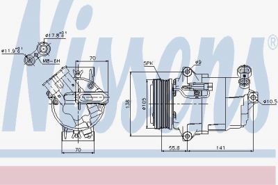 NISSENS Компрессор кондиционера OPEL Astra H/Meriva A/Zafira B (89038)