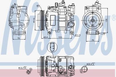 NISSENS Компрессор кондиционера AUDI A4 / A6 00- (8E0260805C, 89049)