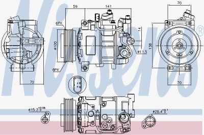 NISSENS Компрессор кондиционера Audi A4 00- (4F0260805G, 89052)