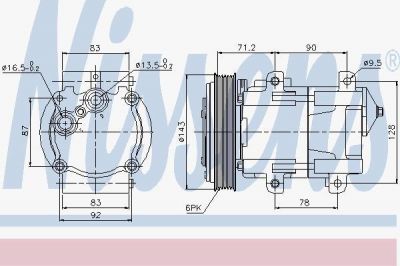 NISSENS Компрессор кондиционера FORD MONDEO 93-00 165см3 шкив 143мм (89059)